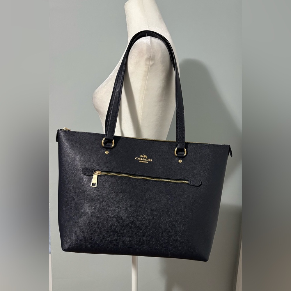 Coach Gallery Midnight Blue Leather Tote Bag.